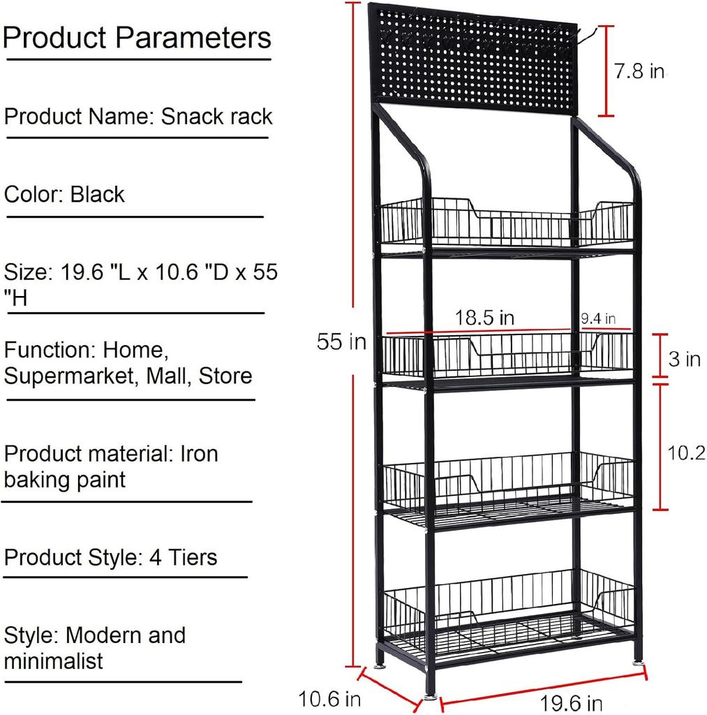 4-Tier Standing Shelf Units Kitchen Bakers Rack Organizer Holders with Wheels Snack Display Rack Household Metal Storage Rack