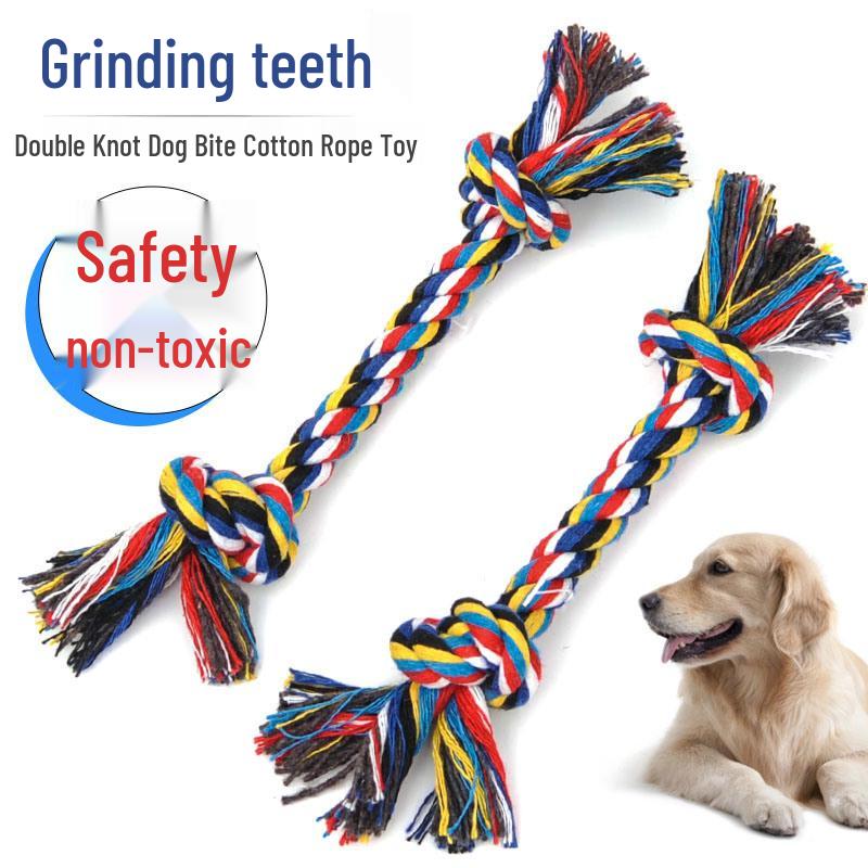 Double Knot Molar Grinding Cotton Rope - Bite-Resistant Toy for Medium & Large Dogs