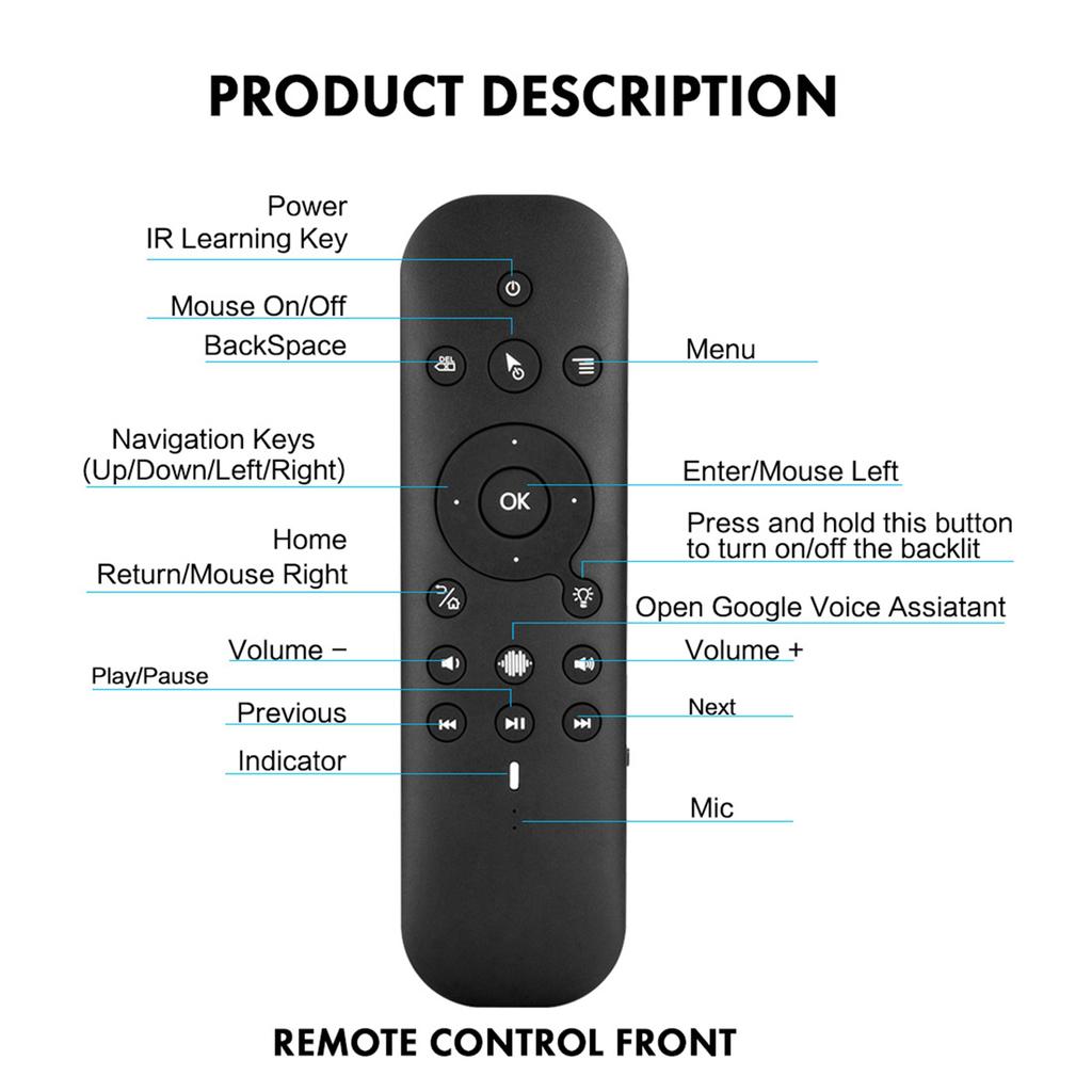 2.4G Dual Mode Voice Remote with Keypad 6- Gyroscope for TV BOX PC