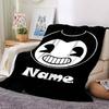 Custom Name Bendy and the Ink Machine Theme Printed Blanket - Perfect for Couch, Bed, Travel & Outdoor Use | Machine Washable, Cozy & Durable.