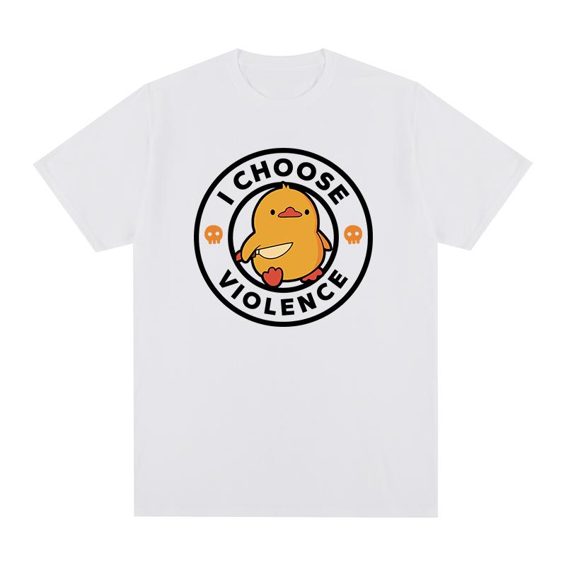 I Choose Violence Vintage tshirt Funny Duck Humor Slogan Awesome Gift Clothes Cotton Men T shirt New TEE TSHIRT Womens tops S