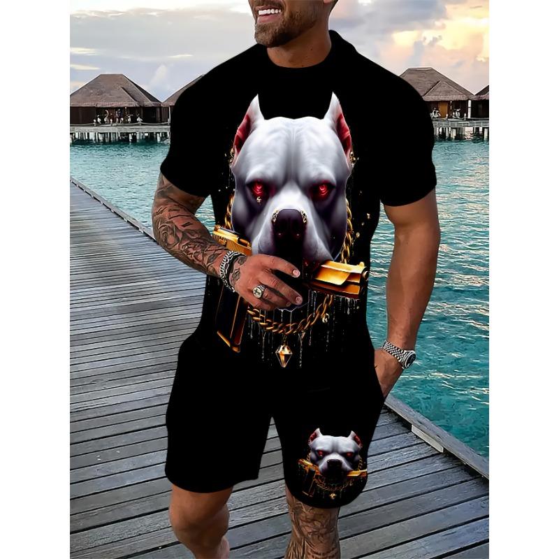 

Two Piece Men s Digital Graphic Print Summer Fashion Suit XL