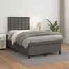 Box Spring Bed with Mattress Gray 120 X 190 Cm Artificial Leather