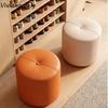 Premium Upholstered Round Stool Non-Slip Thick Padded Foot Stool Durable Leather Anti-Slip Base Vanity Stool Indoor Use