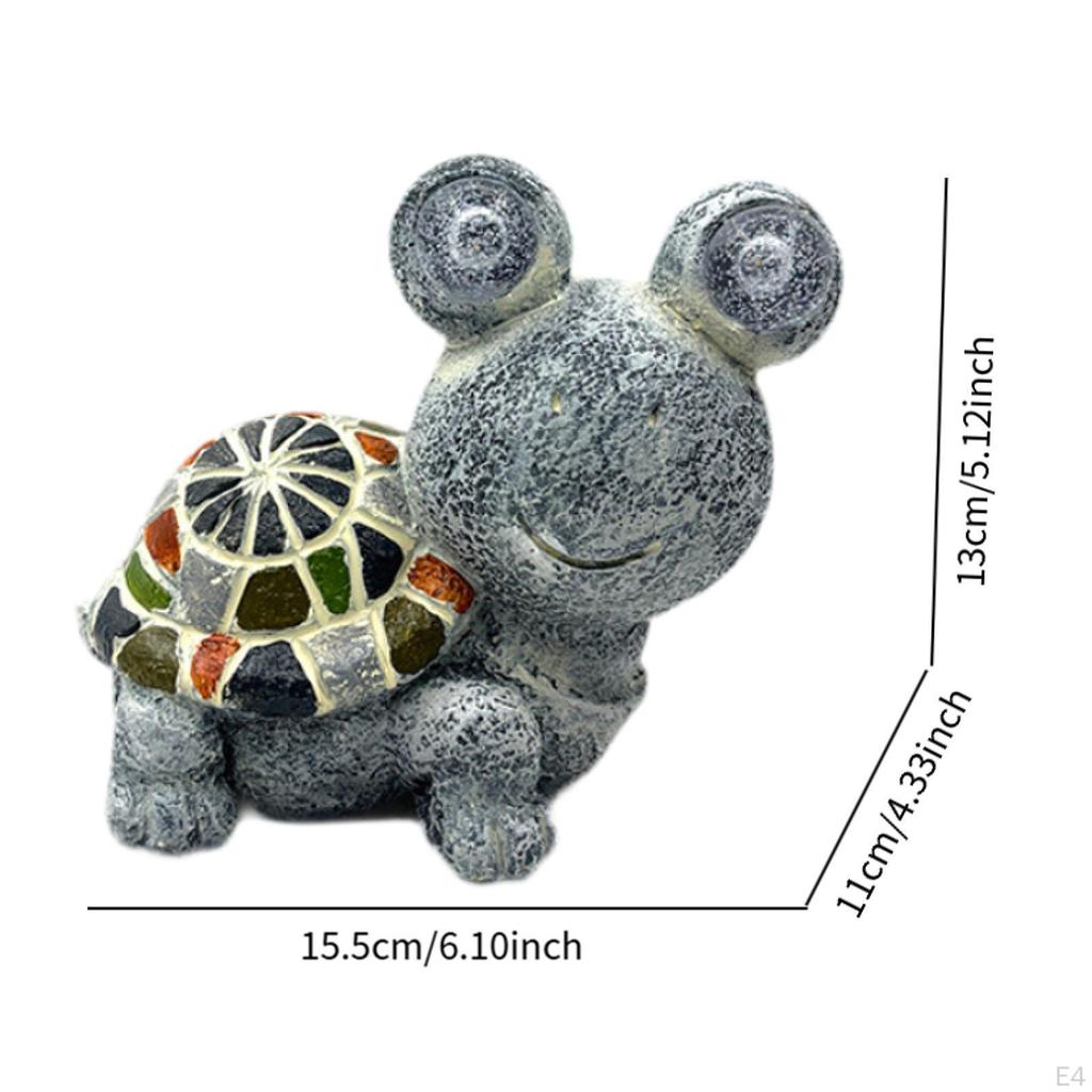 Turtle Frog Garden Statue Figurines Solar Power Lights Housewarming Gifts Miniature Statues for