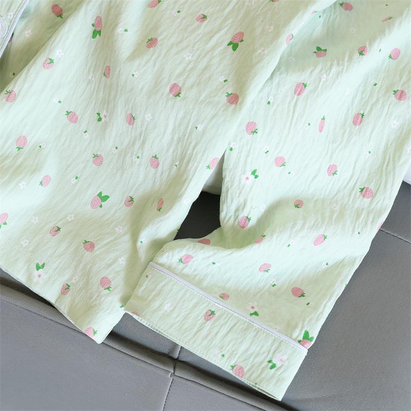 2 PCS Women Pajama Sleepwear Pajama Set Long Sleeved Pants Suit Peach Print Ventilate Soft Comfortable Home Leisure Home Clothes