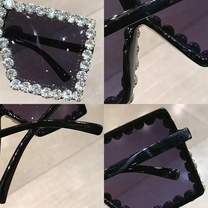 Sunglasses Women Oversized Square Diamond Men Fashion Rhinestone Sun Glasses Lady Luxury  Designer Eyewear UV400 Unisex