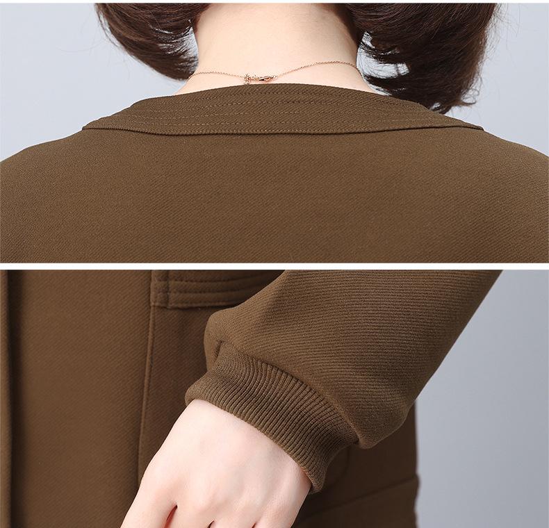 Women's Spring-Autumn 2025 Fashionable Age-Defying Round Neck Cardigan - Thin, Stylish Sweatshirt for Middle-Aged Moms