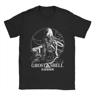 Ghost Soldier Ghost In The Shell T-Shirts Men Anime Manga Funny Cotton Tees Crewneck Short Sleeve T Shirts 4XL 5XL Clothing