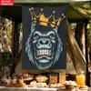 King Gorilla Crown Tapestry Wall Art Wild Animal Poster Hip Hop Street Style Bedroom Living Room Decor Bold Graphic Print 2D