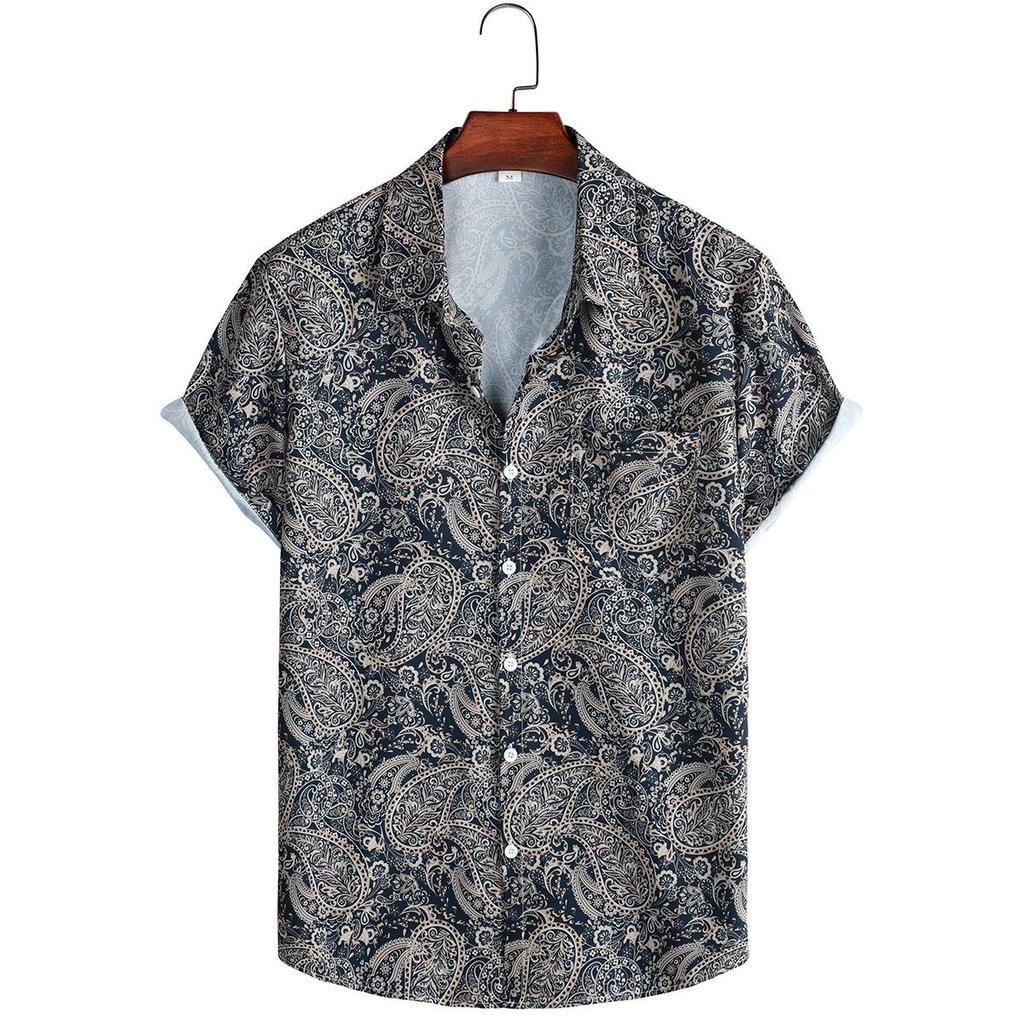 Men's 2023 Floral Hawaiian Short Sleeve Beach Shirt