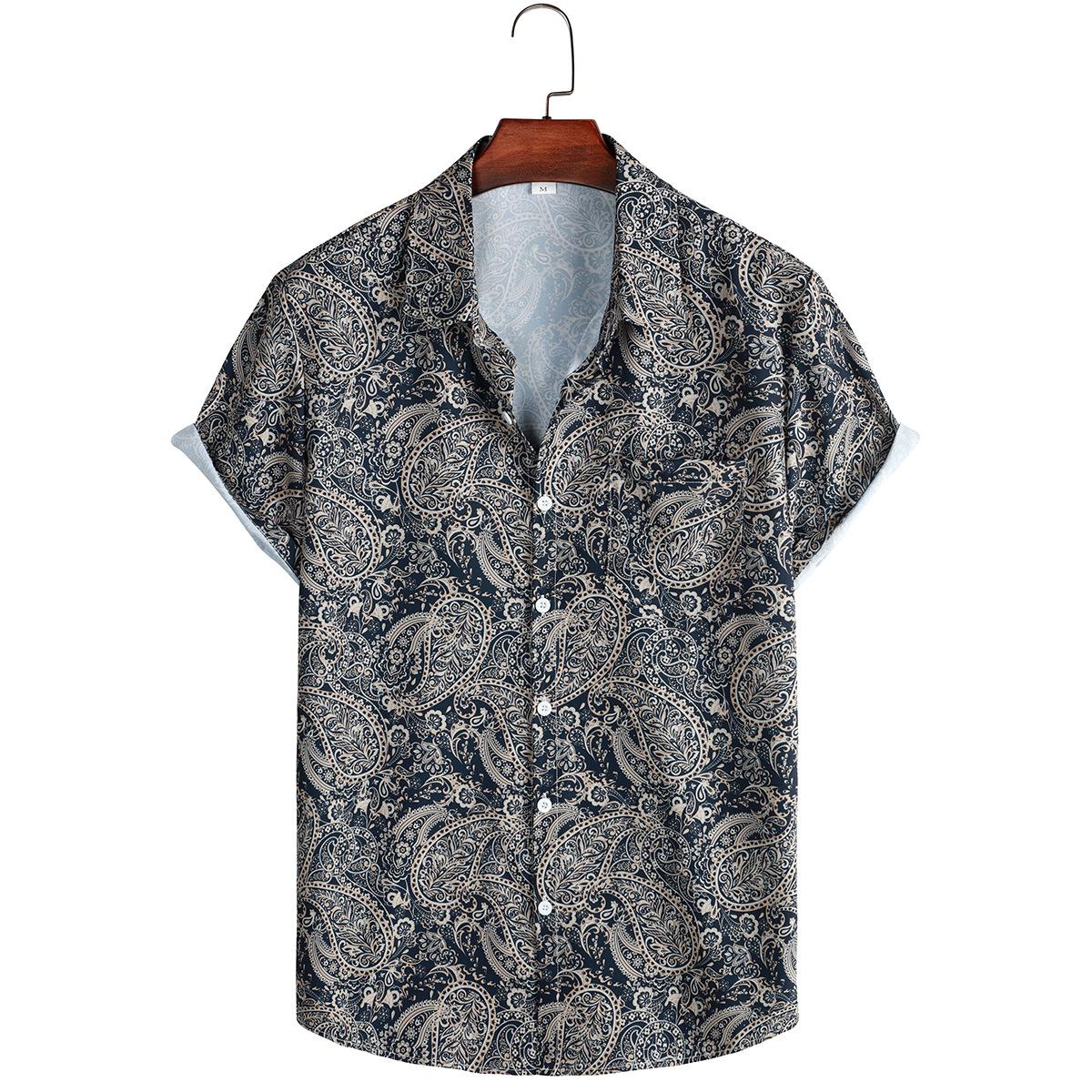 Herren 2023 Floral Hawaiianisches Kurzarm-Strandhemd XL