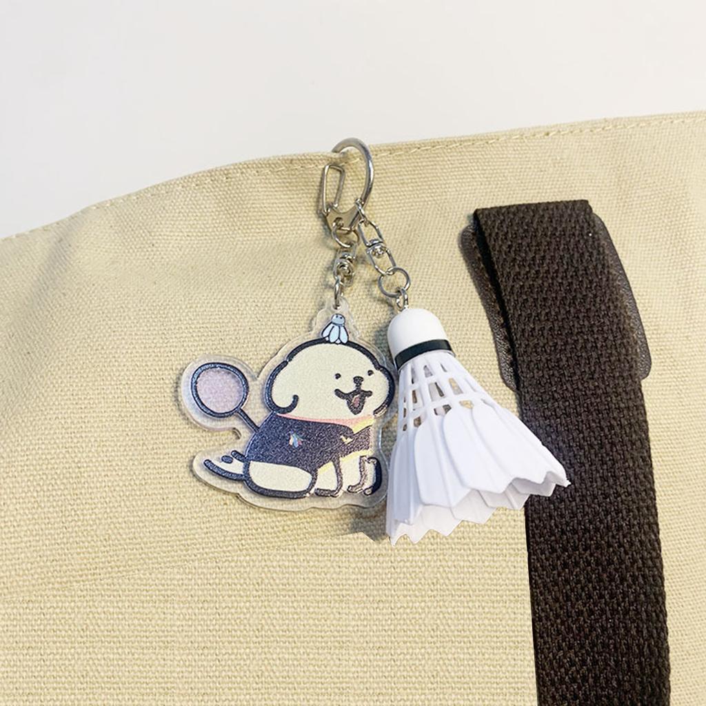 Chaveiro de Badminton de Cachorro de Desenho Animado Pingente de Bola de Badminton Pequeno Chaveiro Acrílico Anéis de Chave Presente para Amantes de Badminton Casais