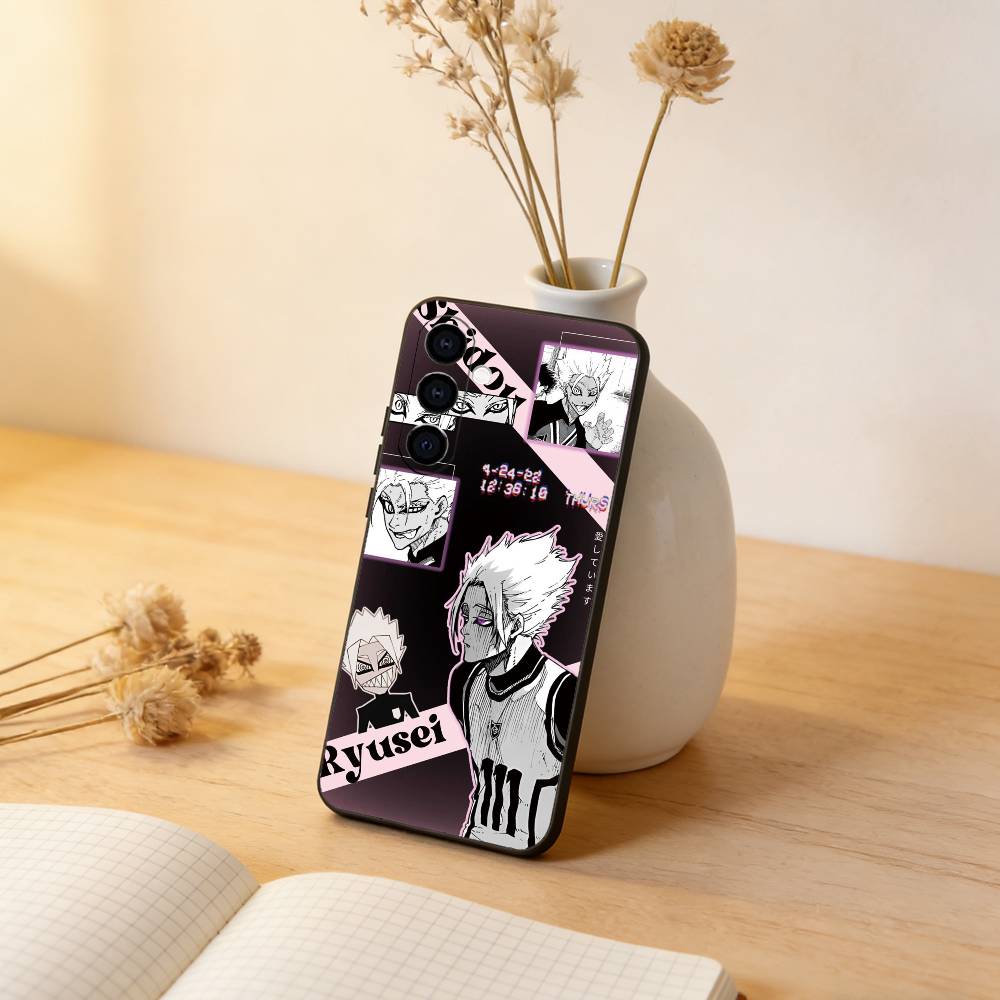 Blue Lock Shidou Ryusei Phone Case Black Silicone Soft For Samsung Galaxy A73,A72,A71,A70,A53,A52,A51 Samsung a53 5g
