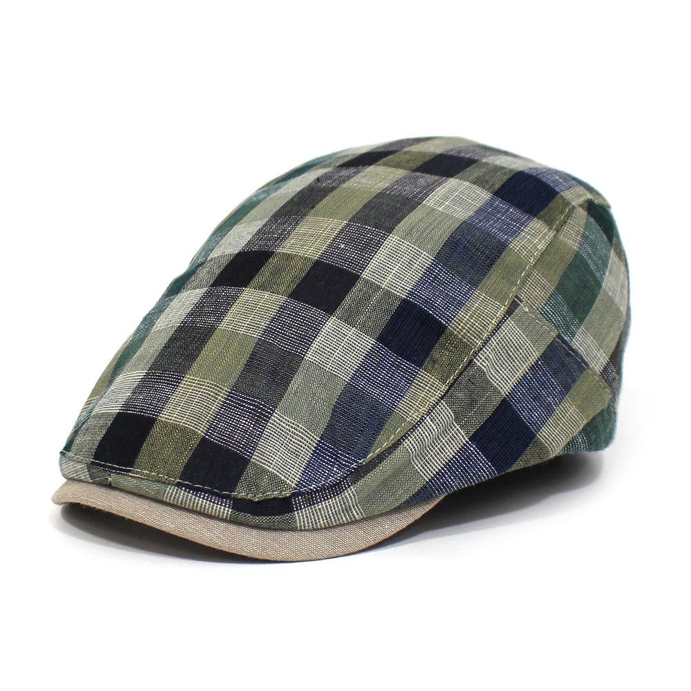 Spring and Summer Thin Hat Men's Fashion Plaid Forward Hat Cotton Cap Foreign Trade Beret