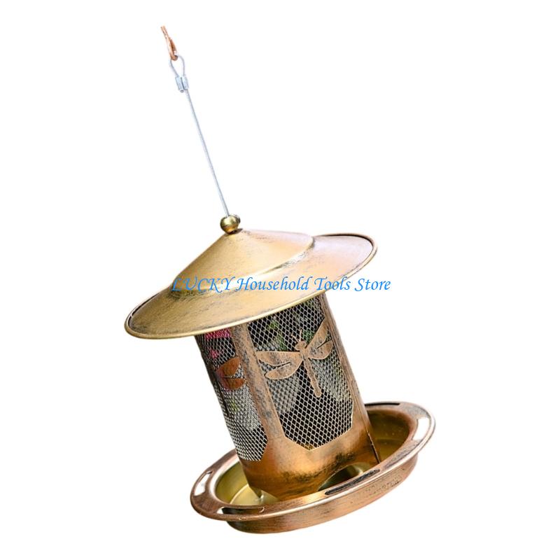J0MC Outdoor Metal Bird Feeder Feeding Ports Squirrels Resistant Heavy Duty