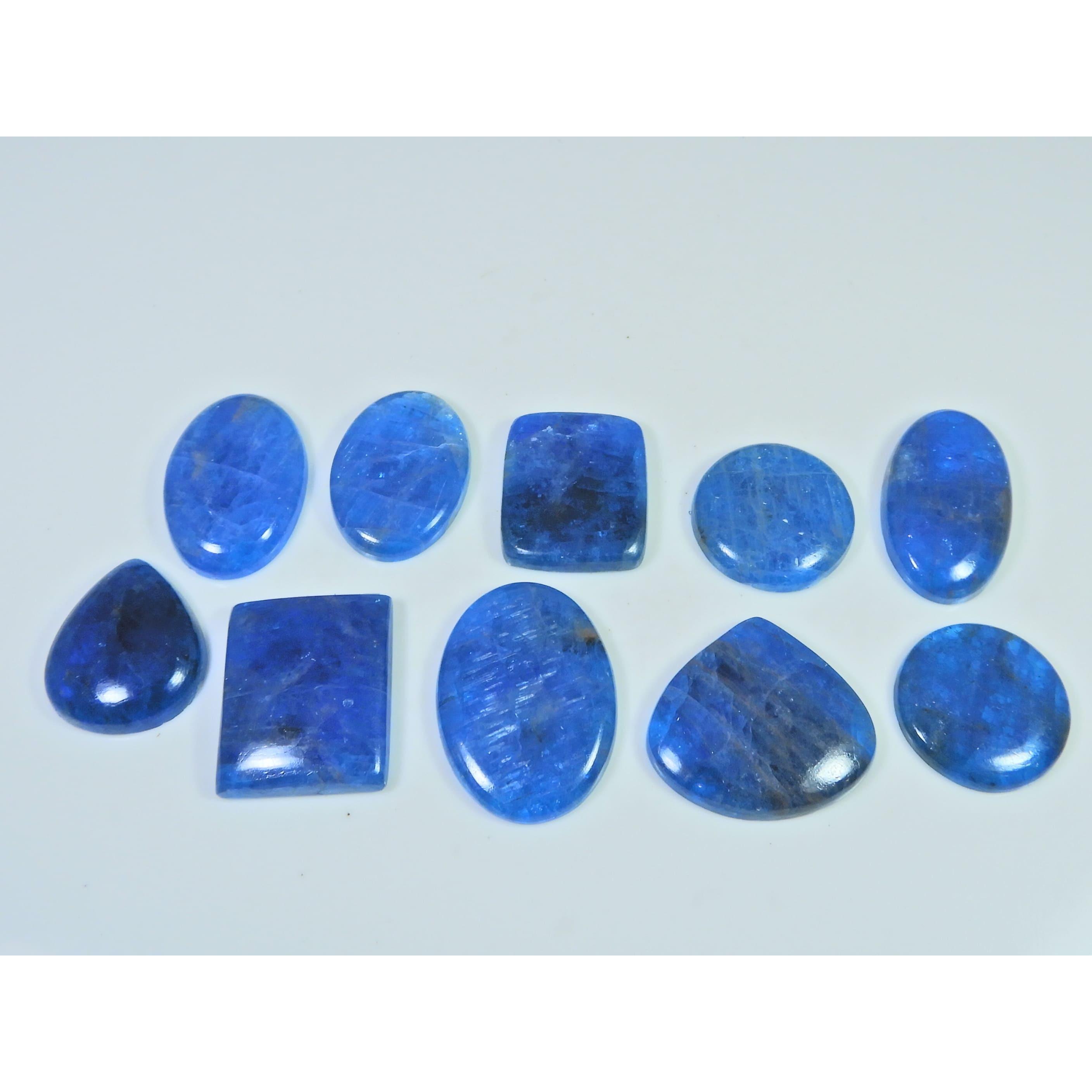 10Pcs Natural Blue Apatite Mix Shape Cabochon Loose Gemstone 290Cts. Lot C-2434