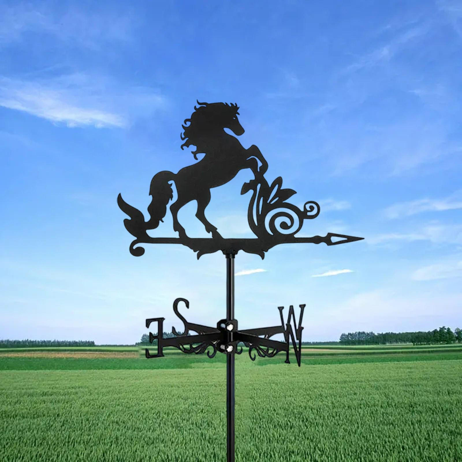 

Decorative Iron Horse Weather Vane And Garden Animal Ornament Direction Indicator for Outdoor without man