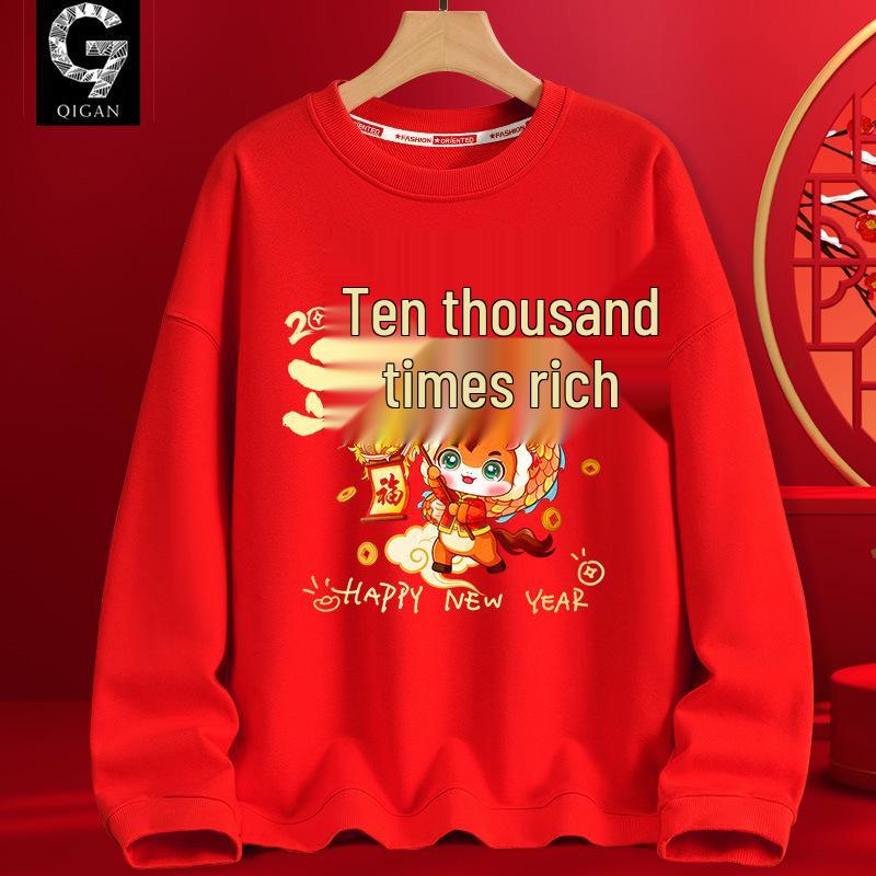 2026 Year of the Horse Hoodie - Red Festive Teen Long Sleeve, Spring to Winter Style, Perfect for New Year Celebrations and Annual Meetings
