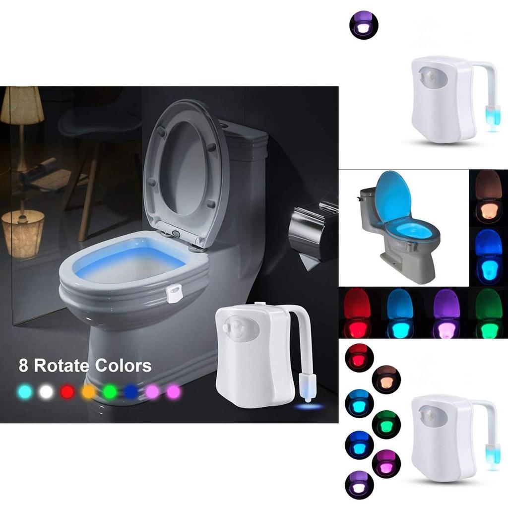 Modern Minimalist Toilet Night Light With 8 Color Led Sensor For Bathroom Ambiance