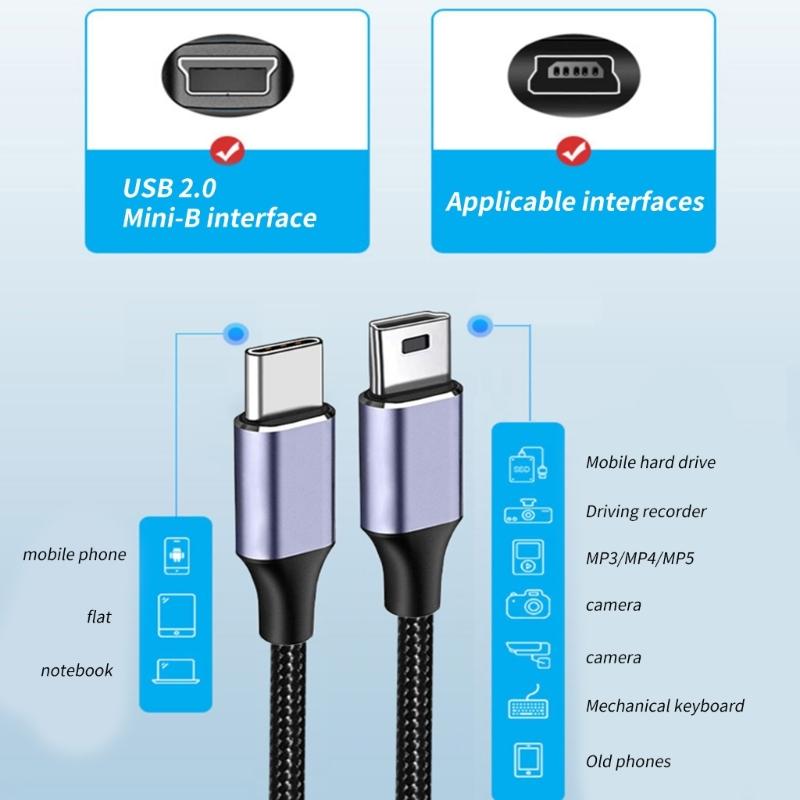 High Speed USB C To USB Charging Cable, Type C Male To USB Male Sync Cable for Camera