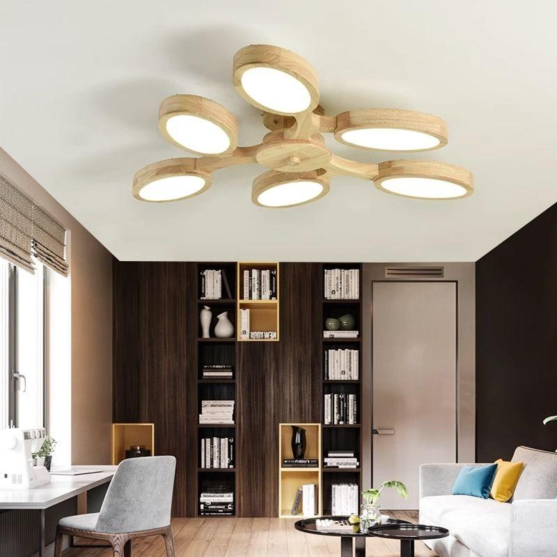 Wood Chandelier Corridor Bedroom Kitchen Office Lamp Leaf Chandelier Lighting Living Room Suspension Luminaire Nordic Style Lamp