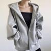 Women's Autumn/Winter Plus Velvet Zipper Cardigan Hoodie - Thick, American-Style, Loose Fit, Slimming Top