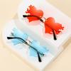 Fashion Rimless Sunglasses Flame Unique Big Love Heart Eyewear Luxury Brand Designer Vintage Sun Glasses Shades UV400 Eyewear
