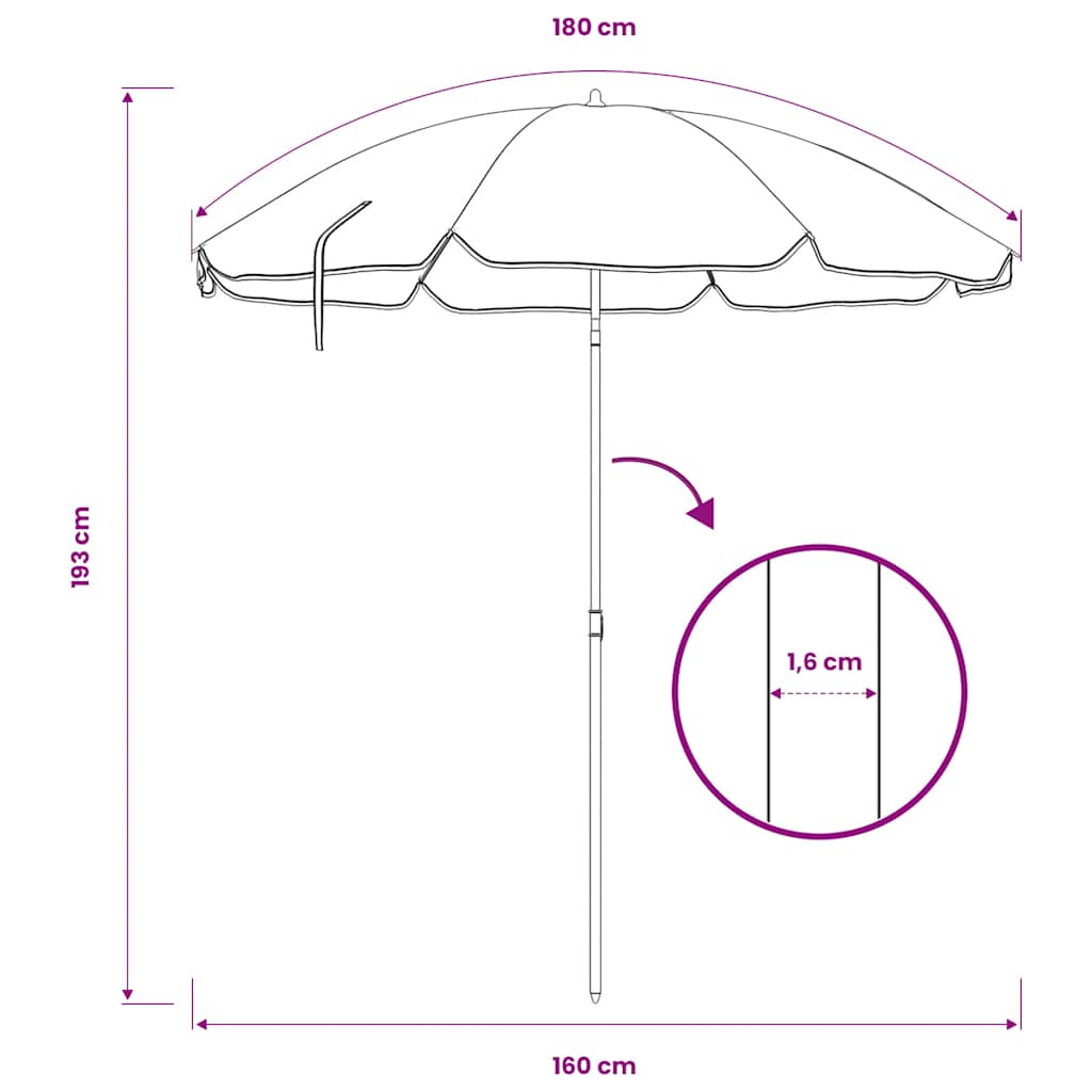 vidaXL Sonnenschirm mit Stahlmast Anthrazit 180 cm