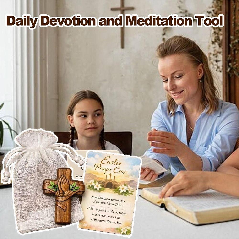 A Pocket-Sized Sanctuary Wooden Pocket with Drawstring Bag with Pouch Pocket-Sized Wooden Pocket Cross Gift Card DIY Craft