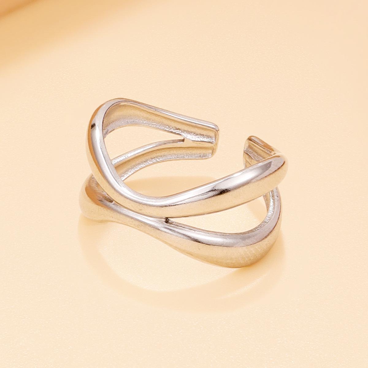 European & American Simple Geometric Stainless Steel Open Ring