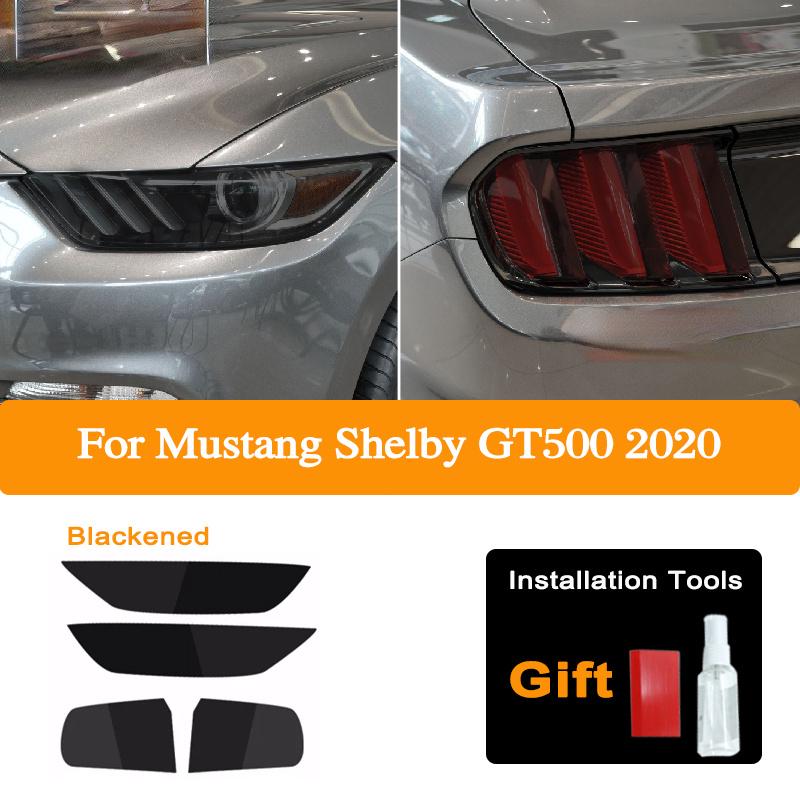 Car Headlight Protective Film For Ford Mustang 2015-Present Shelby GT500 Taillight Tint Black Transparent TPU Sticker Accessorie