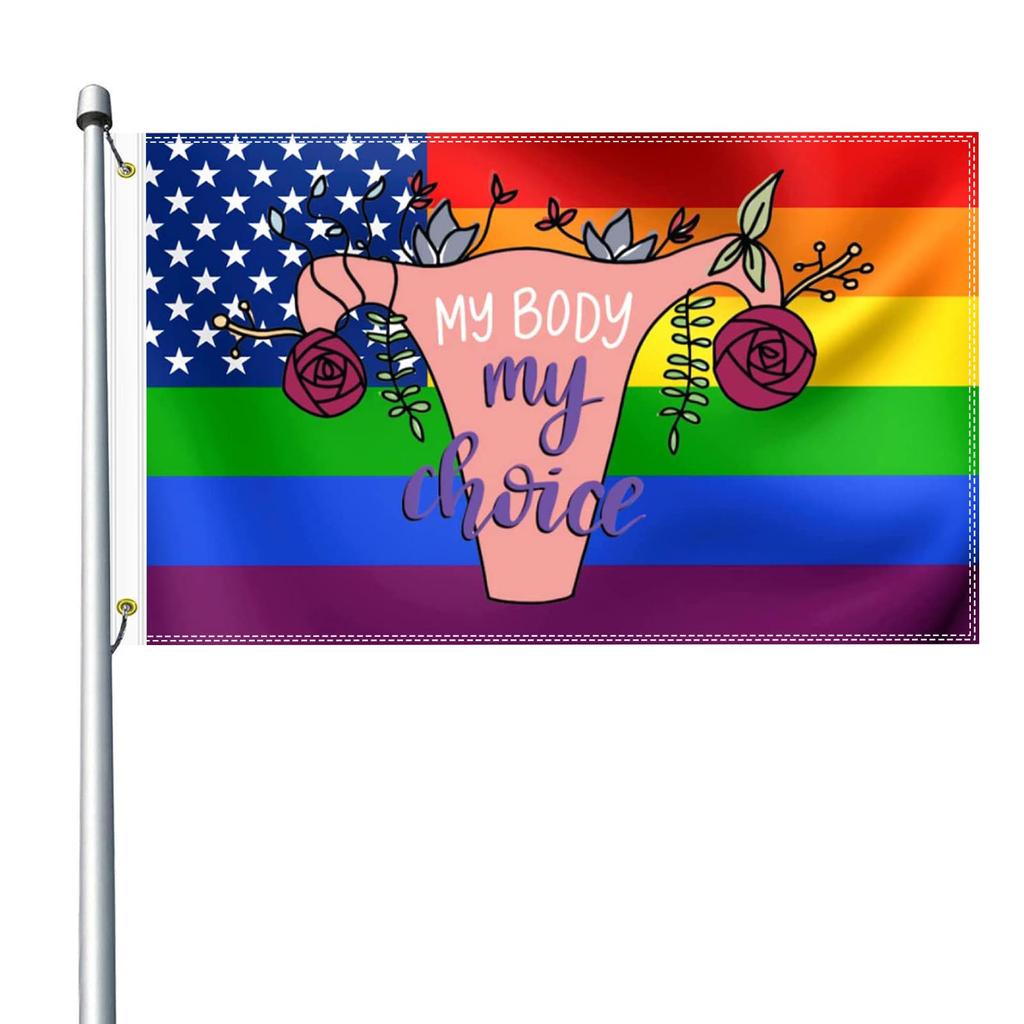 My-Body-My-Choice-Woman-Right-Uterus-Gift-Prints Heartbeat Bill Demonstrationsflaggen, einseitig für den Außenbereich