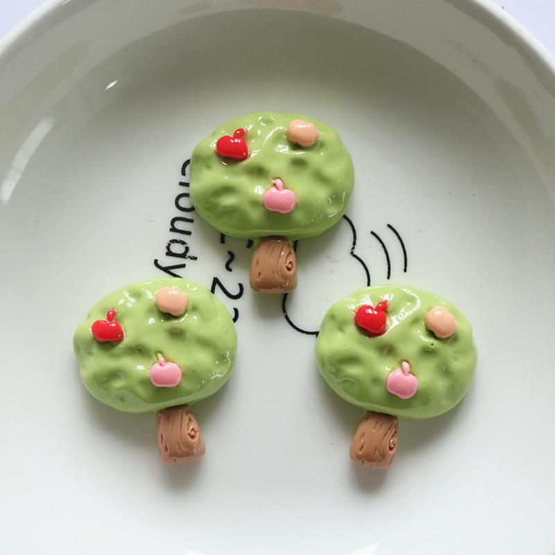 10Pcs New Cute Fruit Trees, Mushrooms, Flowers Series Resin Flatback Ornament Jewelry Making Manicure Hairwear Accessorie