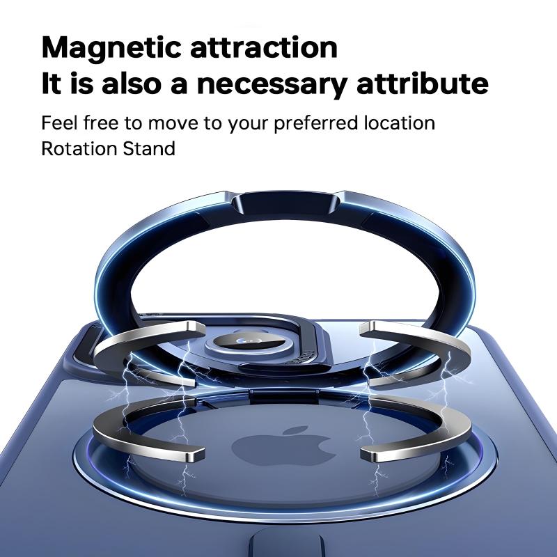 360° Rotation Metal Ring Holder For Magsafe Wireless Charging Case For iPhone 15 14 13 12 11 Pro Max Plus Transparent Back Cover