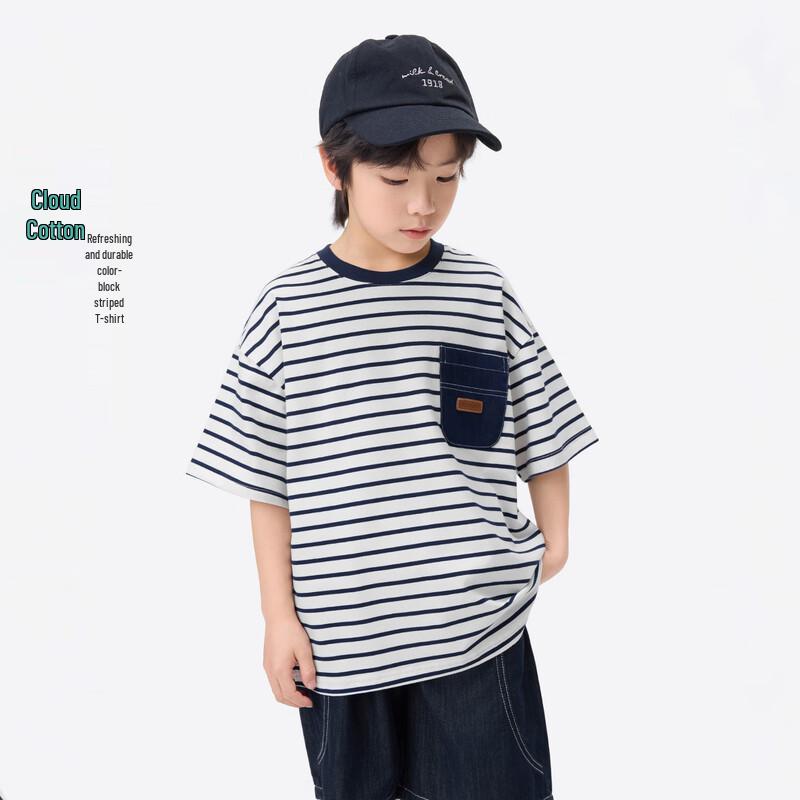 Boys  Cloud Cotton Loose Striped T-Shirt 170