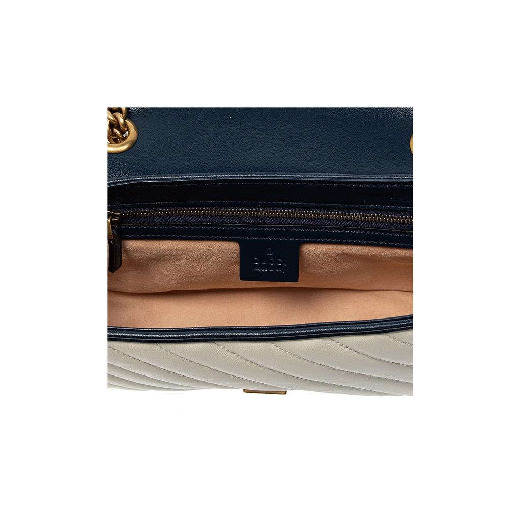 Gucci GG Marmont Color-Blocked Logo Chain Quilted Leather Shoulder Bag Women Shoulder Bag 443497-0OLFX-9085