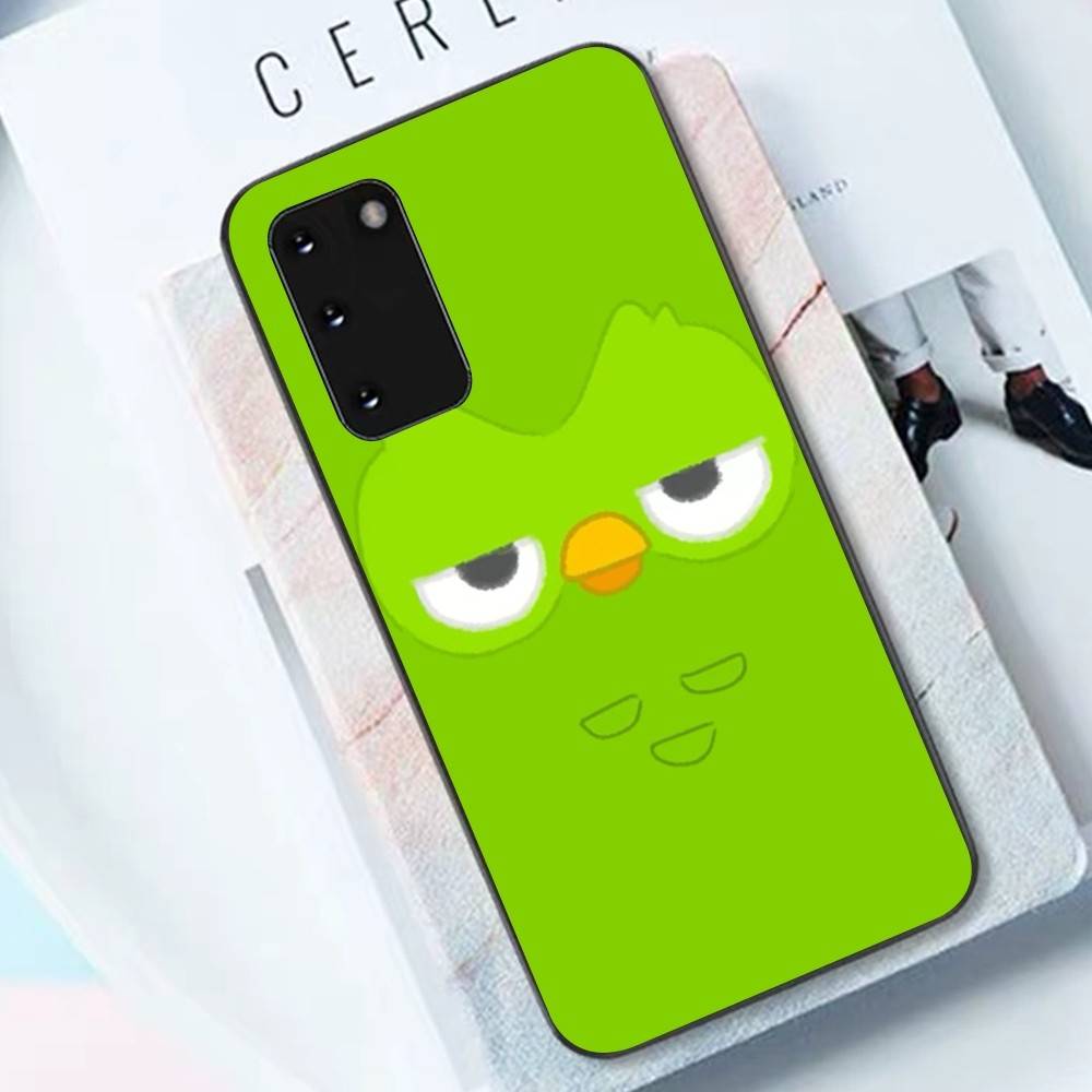 Popular D-Duolingo Green Owl Phone Case For Samsung S 24 Fe 25 Ultra Plus 20 Lite 21 30 22 23 24 22 Ultra 5G Fundas