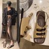 2025 New Retro Beach Seaside Travel Soft Flat Roman Shoes Fashion Sandals Women Summer Word Sandals Women