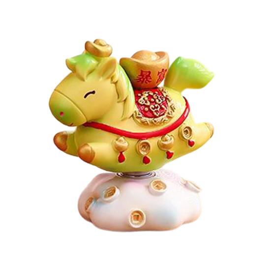 Čínské zvěrokruhové koňské sošky Rok koně Roztomilá otočná figurka koně Pryskyřice Šťastná Feng Shui ozdoba pro domácnost, kancelář, obchod Stolní dekorace