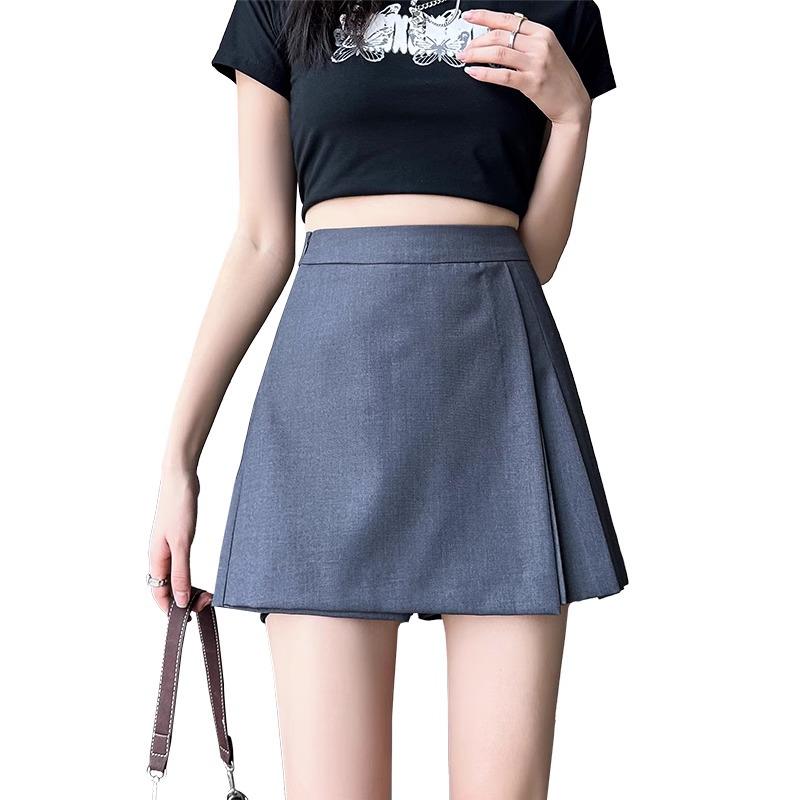 Women's Irregular Pleated High Waist A-Line Midi Skort - Summer 2025 Collection