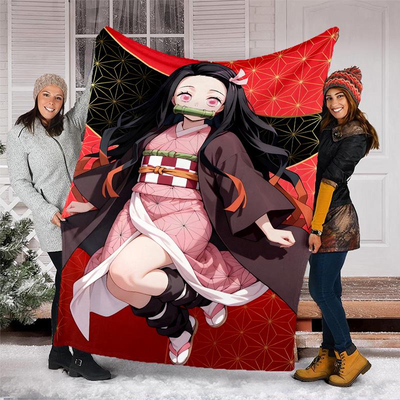 1pc nezouko5 Theme Blanket - Digital Print, Polyester, Cozy for All Seasons, Perfect for Outdoor, and Travel