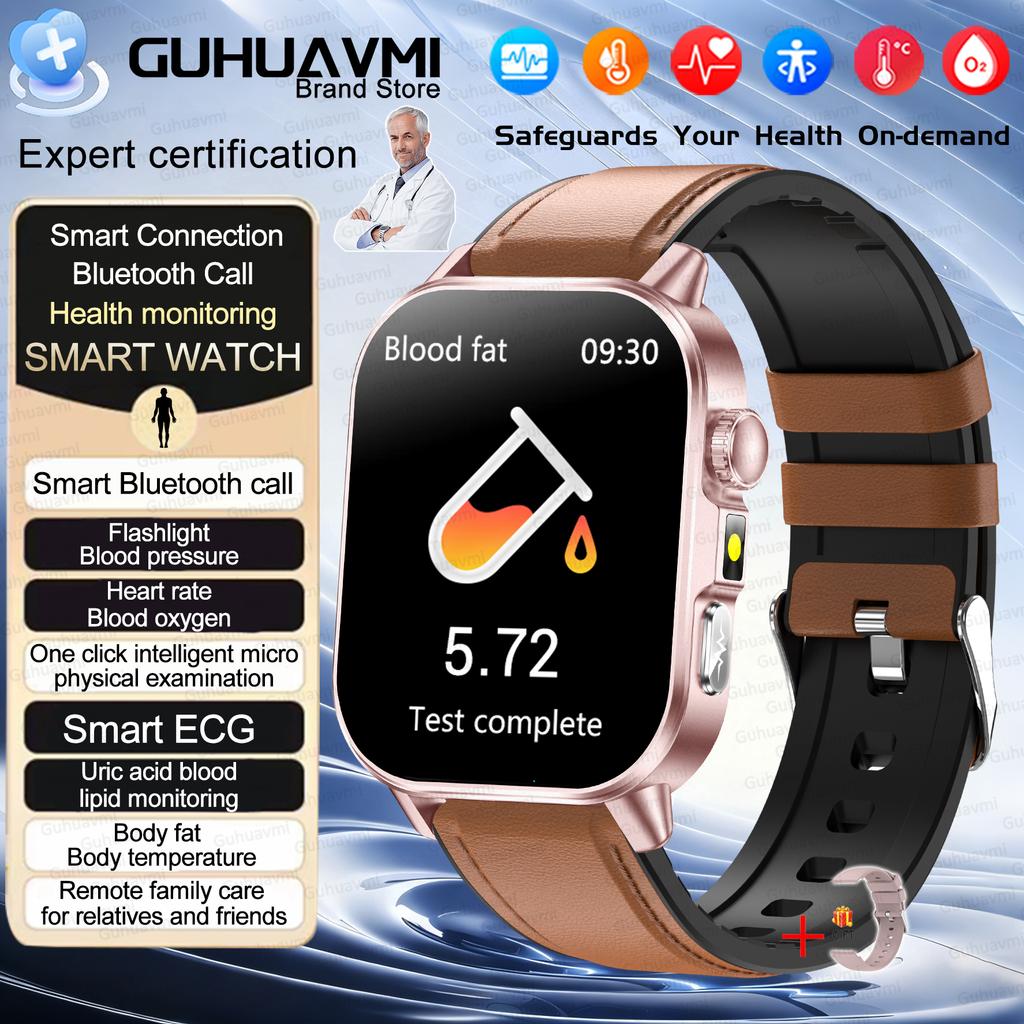 2026New AI Healthy Diagnose Analysis Smart Watch ECG+PPG Blood pressure lipids Uric Acid BT Call Smart Watch Tracker Men Women's