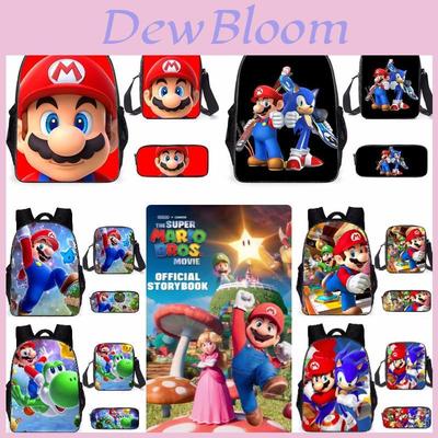 Super Mario Cartoon School Bag Student Backpack Waterproof And Expandable Fashionable And Trendy Style Nylon Material