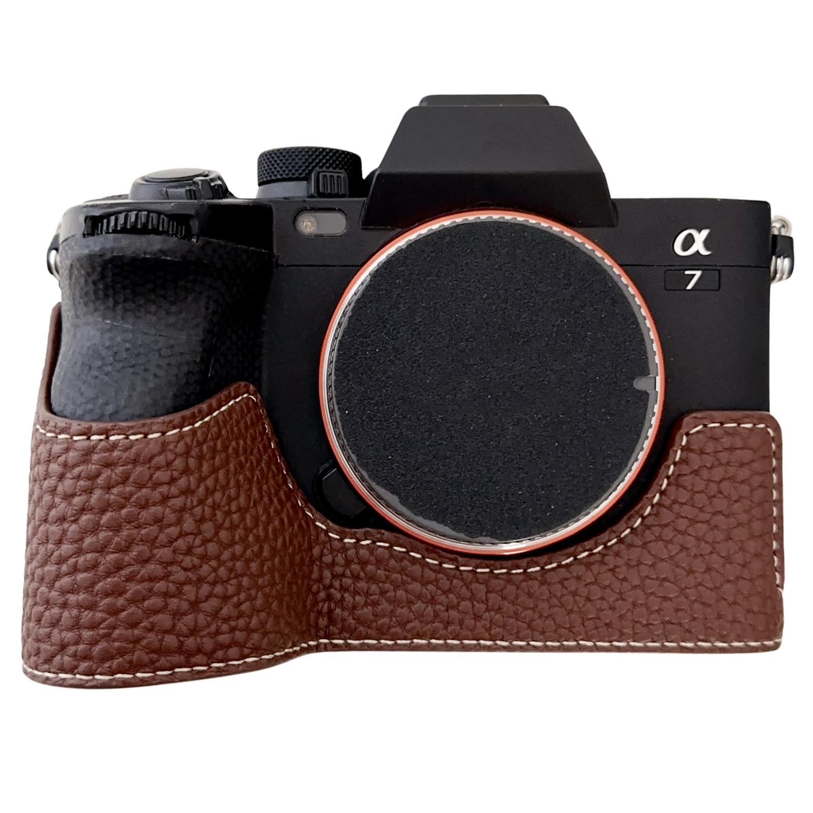 

For Sony A7R V/A7 IV/A7S III/Alpha 1 Camera Case Large Cutout Litchi Texture PU Leather Protective Cover B