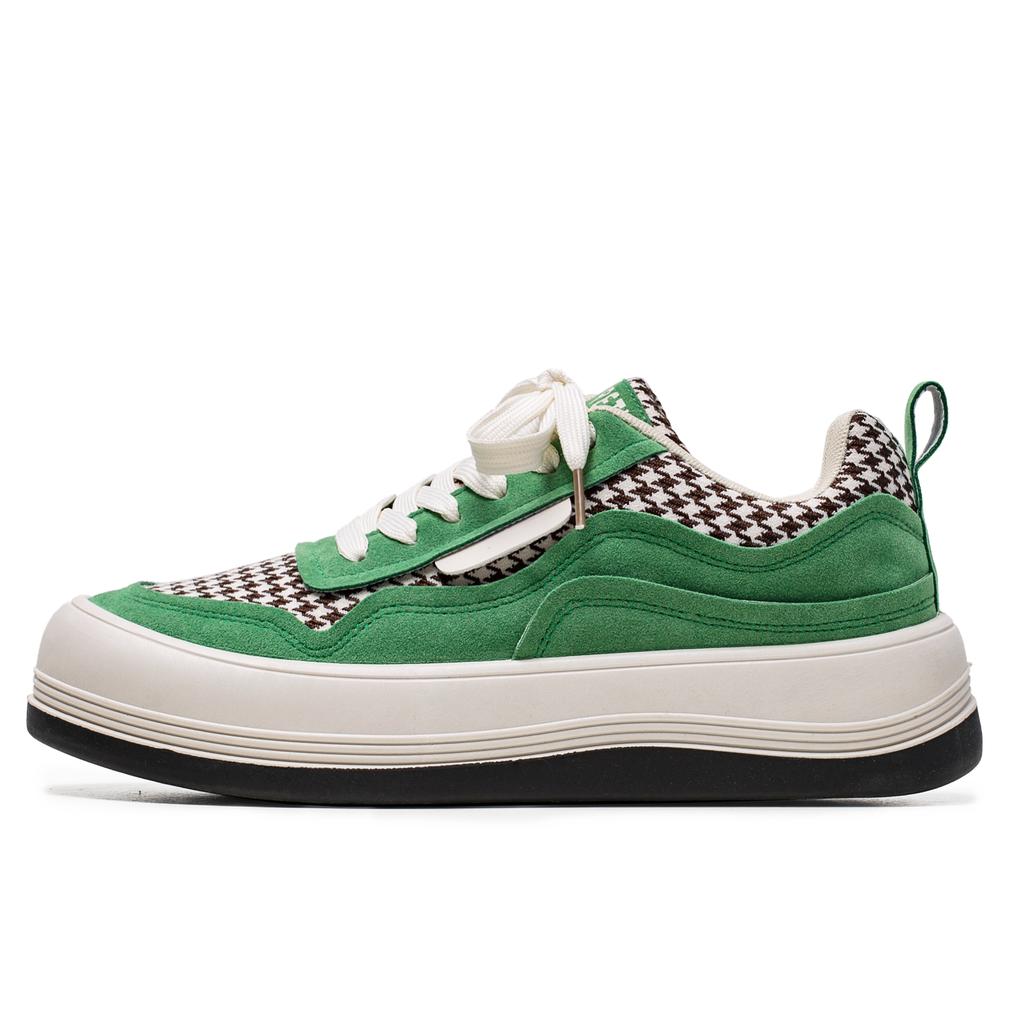 2025 Primavera Novo Calçado Pied de Poule Sapatos Pão Cabeça Grande Masculino Solado Grosso Casual Combina com Tudo Tênis Masculino