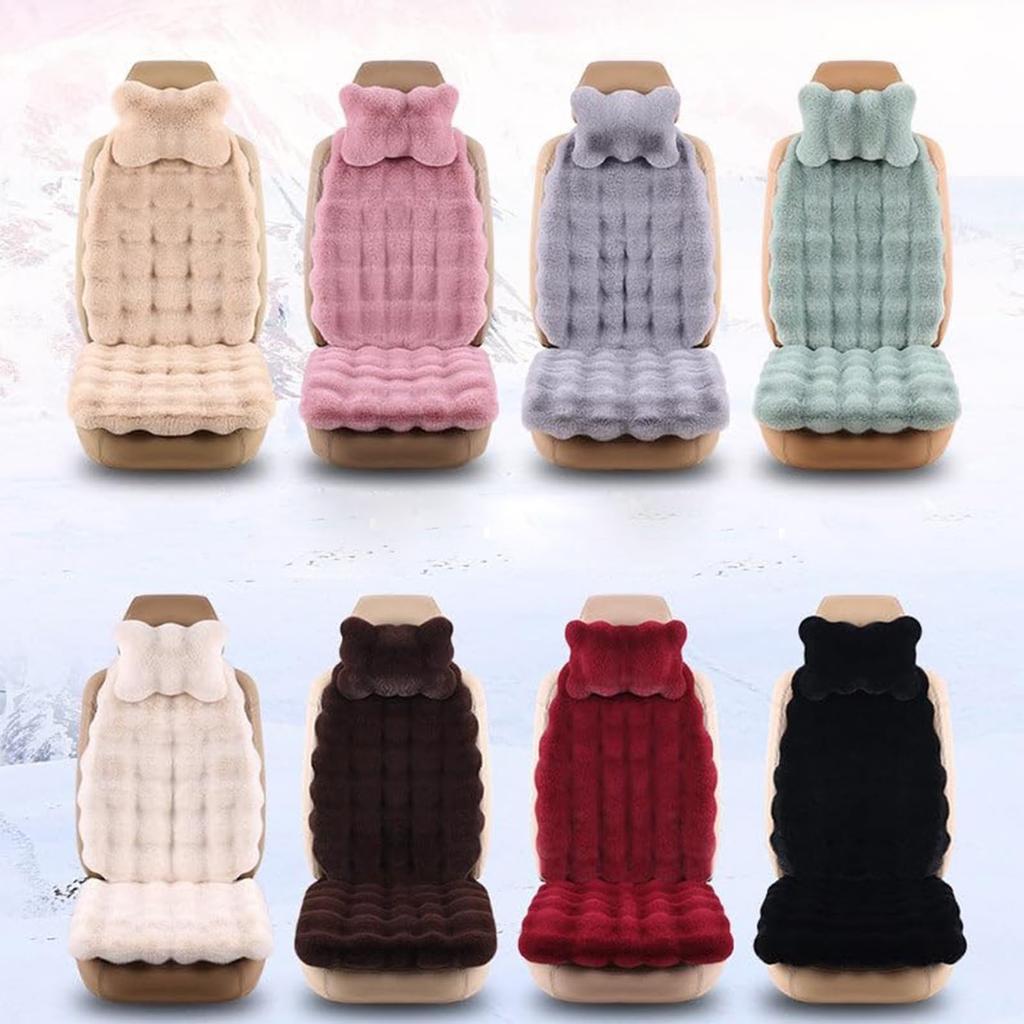 Luxury Thickened Plush Car Seat Cushion Set,Soft Protector Warm Faux Non-Slip Front And Back Seat Covers (3pcs)
