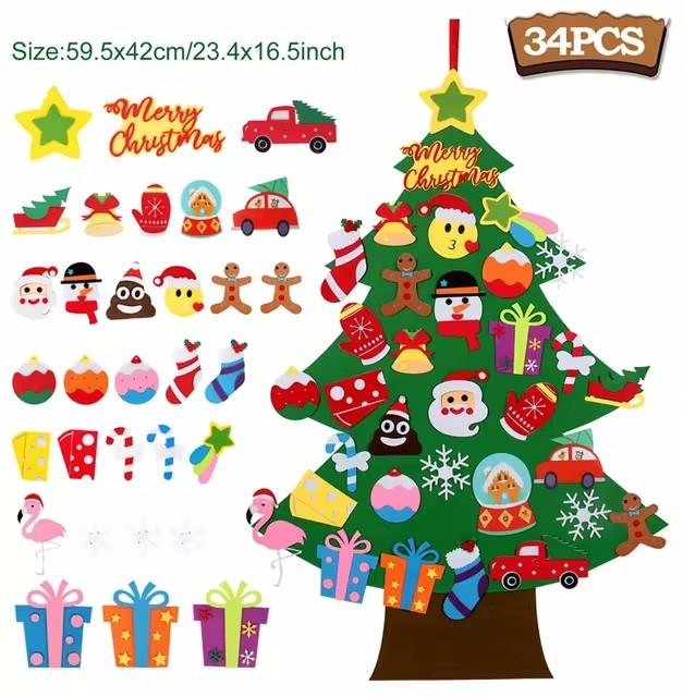 

Christmas Decorations Kids DIY Felt Christmas Tree Merry For Home Christmas Ornaments Navidad Gifts Xmas Tree 90cm
