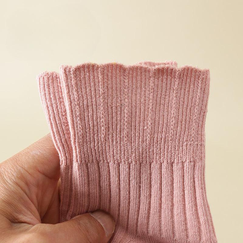 Lockere Socken für ältere Menschen, Socken für Frauen nach der Geburt, reine Baumwollsocken für Frühling und Herbst, weitmaschig, nicht einschnürend, gerüschte Mid-Calf-Socken