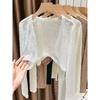 Sciarpa di Pizzo da Donna: Cardigan estivo see-through con protezione solare, Copricostume in rete di seta ghiacciata.